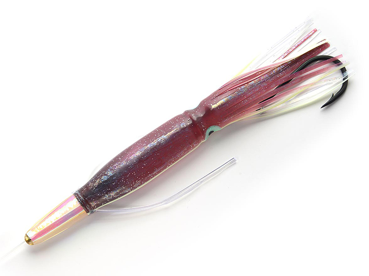 ペンバレットBGルアー ホログラムパール イカ8 濃茶クリアラメ ケイムラフィン リグ付